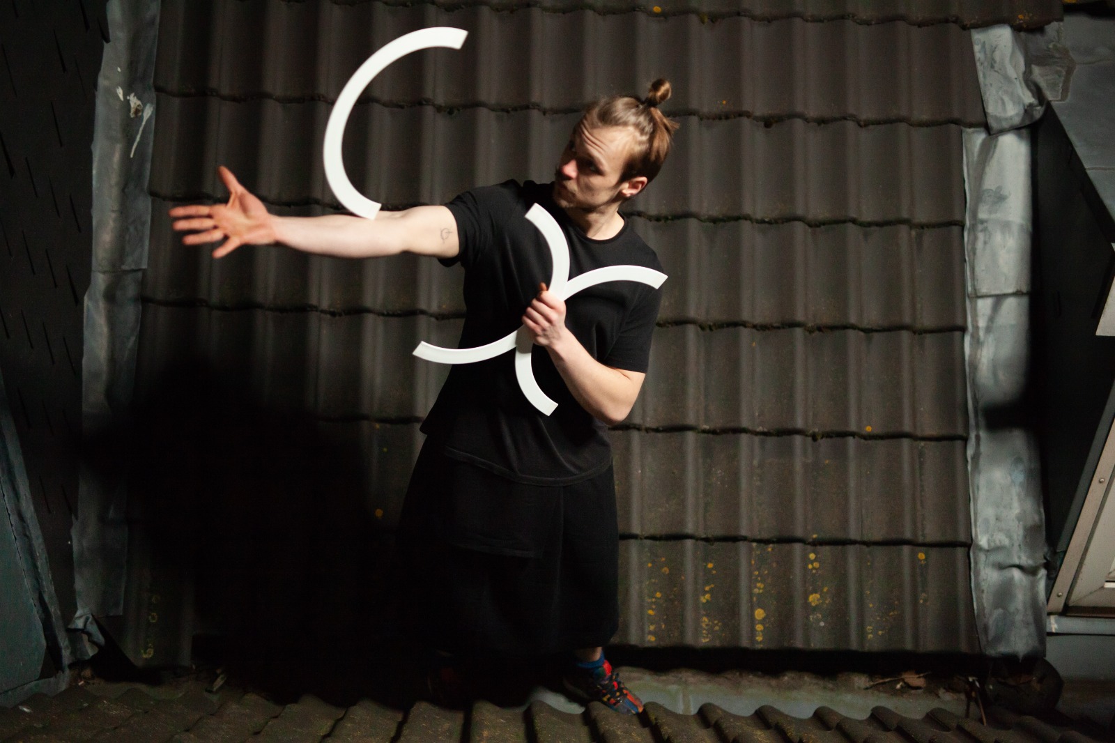 Aleš Hrdlička performing with half-rings